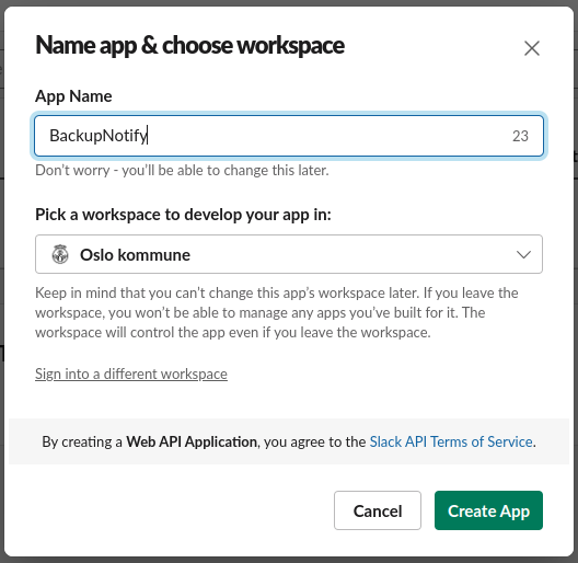 Create a Slack app